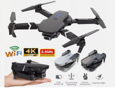 4K HD Dual Camera RC Drone with Wifi FPV Foldable Quadcopter +4 Battery Black