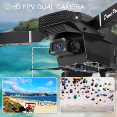 4K HD Dual Camera RC Drone with Wifi FPV Foldable Quadcopter +4 Battery Black