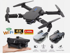 4K HD Dual Camera RC Drone with Wifi FPV Foldable Quadcopter +4 Battery Black