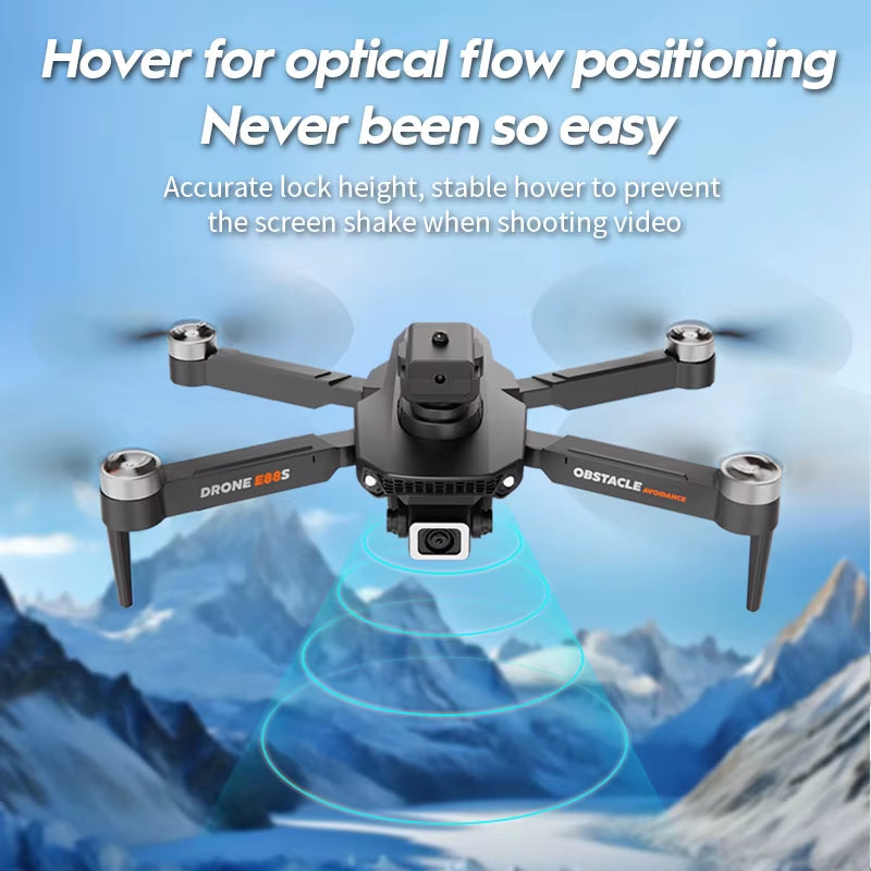 Mini Drone E88S 4K HD Dual Camera Foldable 360° Obstacle Avoidance Wifi FPV Brushless Quadcopter Helicopter for Kids