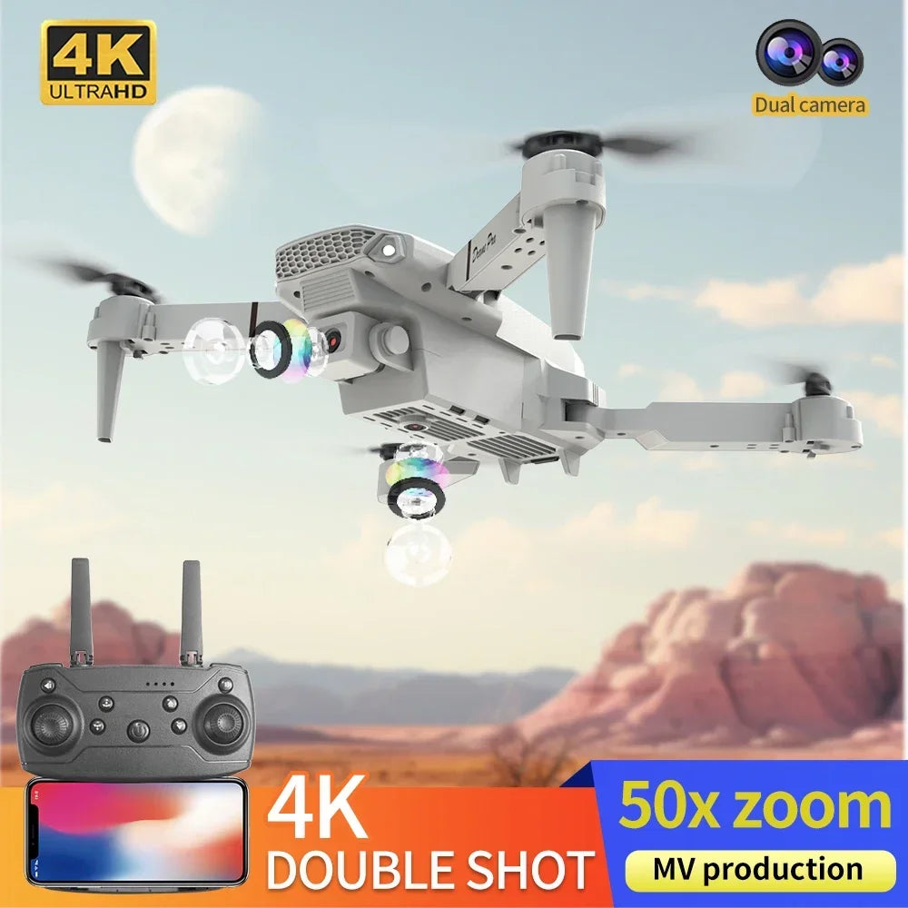 Professional Mini Remote Control Drone E88 4K HD Aerial Camera Wifi FPV Foldable Quadcopter RC Helicopter Children'S Toy Gift
