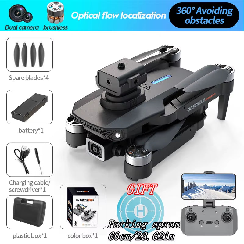 Mini Drone E88S 4K HD Dual Camera Foldable 360° Obstacle Avoidance Wifi FPV Brushless Quadcopter Helicopter for Kids
