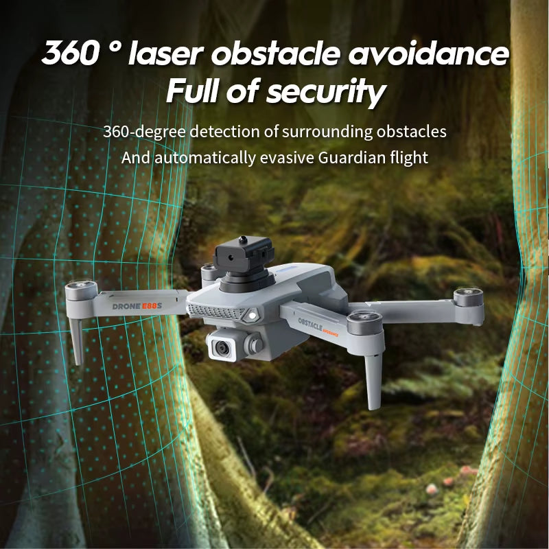 Mini Drone E88S 4K HD Dual Camera Foldable 360° Obstacle Avoidance Wifi FPV Brushless Quadcopter Helicopter for Kids