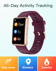 Fitness Tracker No Bluetooth No APP No Phone Needed, Fitness Watch for Men Women Parents IP68 Waterproof with Full Touch Screen Steps Calories Counter Sleep Tracker Alarm Clocks (Purple)