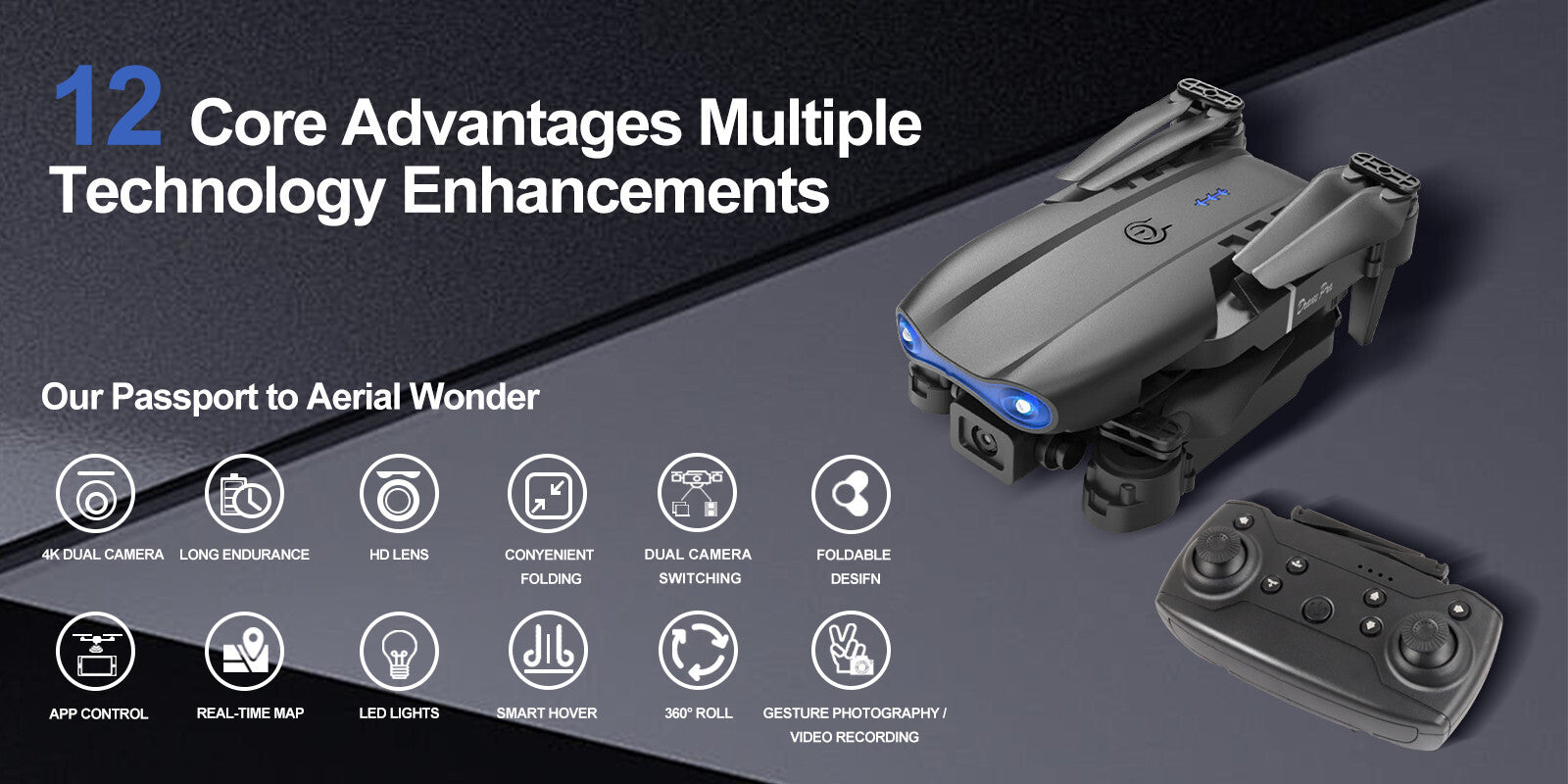 5G 4K GPS Drone Pro with HD Dual Camera Drones Wifi FPV Foldable RC Quadcopter