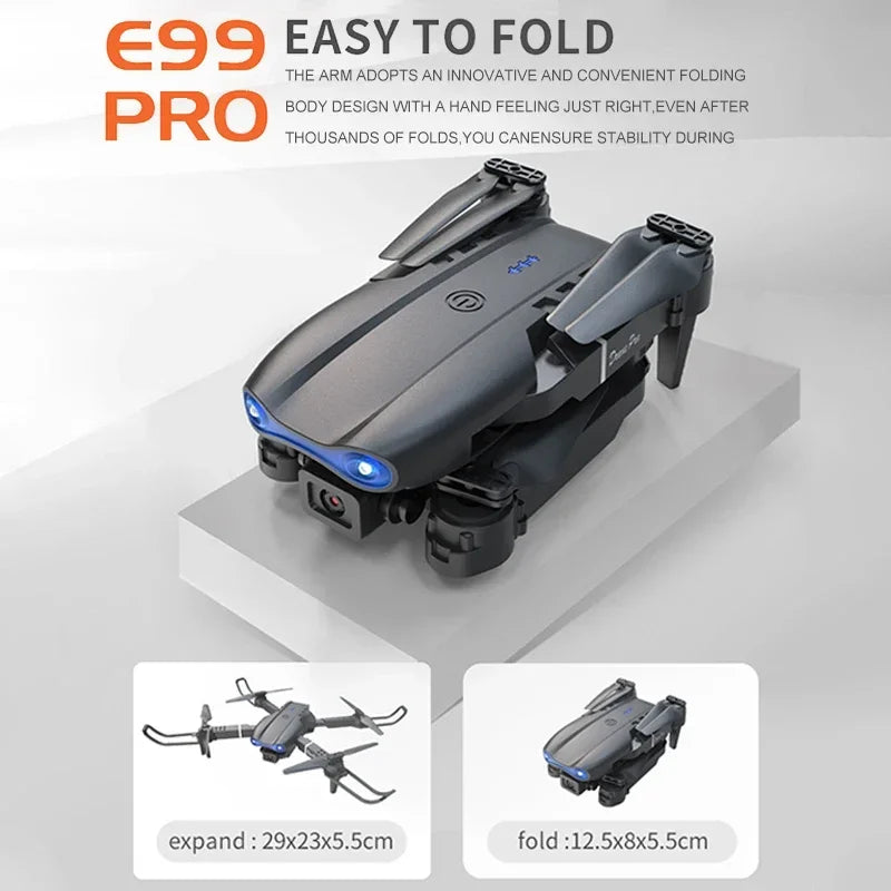 ​Foldable Mini E99Pro RC Helicopter with 5G Wifi FPV 4K Dual HD Camera Height Hold Wide Angle Professional Drone
